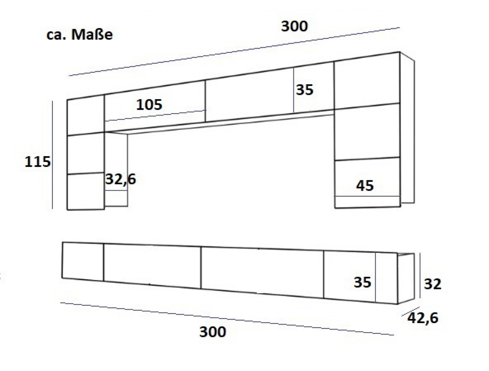 Wohnwand Flow Mattgrau Mediawand Medienwand Design Modern Led Beleuchtung Hängewand Hängeschrank TV Wand  Grau Matt